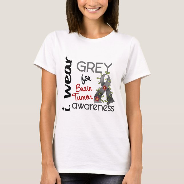 Brain Tumour I Wear Grey For Awareness 43 T-Shirt (Front)