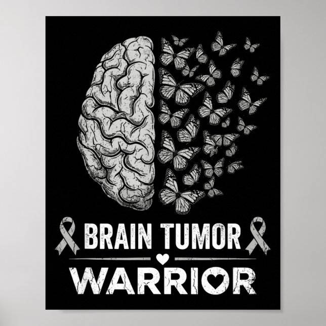 Brain tumour warrior brain tumour awareness brain poster (Front)