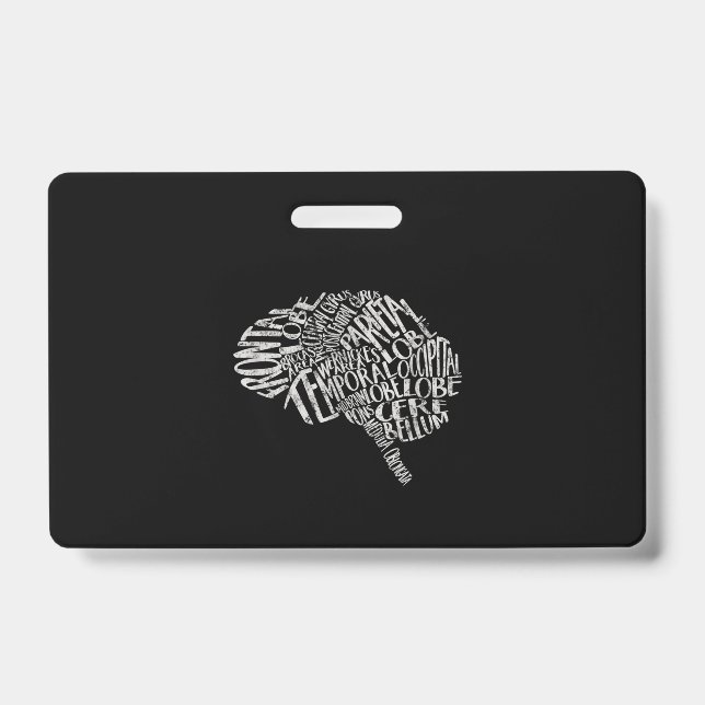 Brain Typography RN Neuroscience ID Badge (Front)