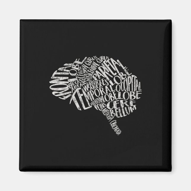 Brain Typography Rn Neuroscience Nurse Neurologist Magnet (Front)