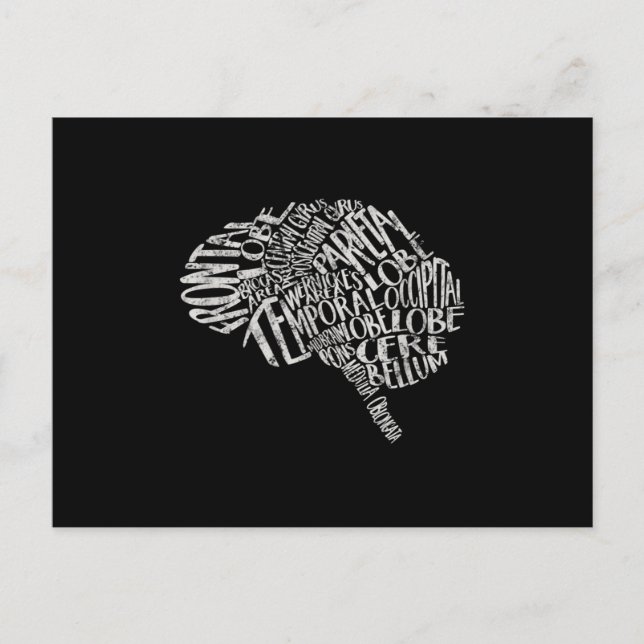 Brain Typography RN Neuroscience Postcard (Front)