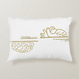 Brain vs Heart Minimalist Line Art Decorative Cushion