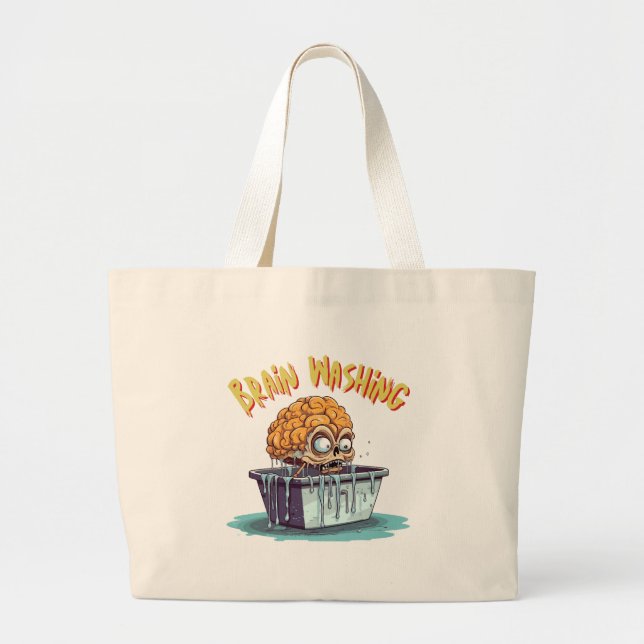 Brain Washing Large Tote Bag (Front)