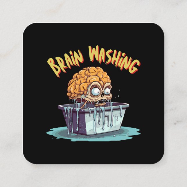 Brain Washing Square Business Card (Back)