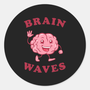 brain waves - funny science biology classic round sticker