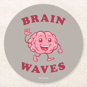 Brain Waves Round Paper Coaster