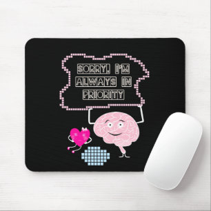 Brain with heart mouse pad