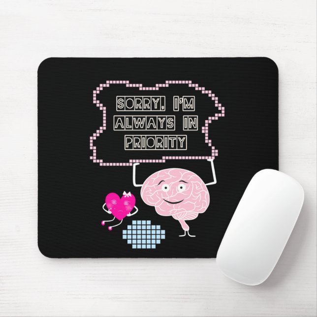 Brain with heart mouse pad (With Mouse)