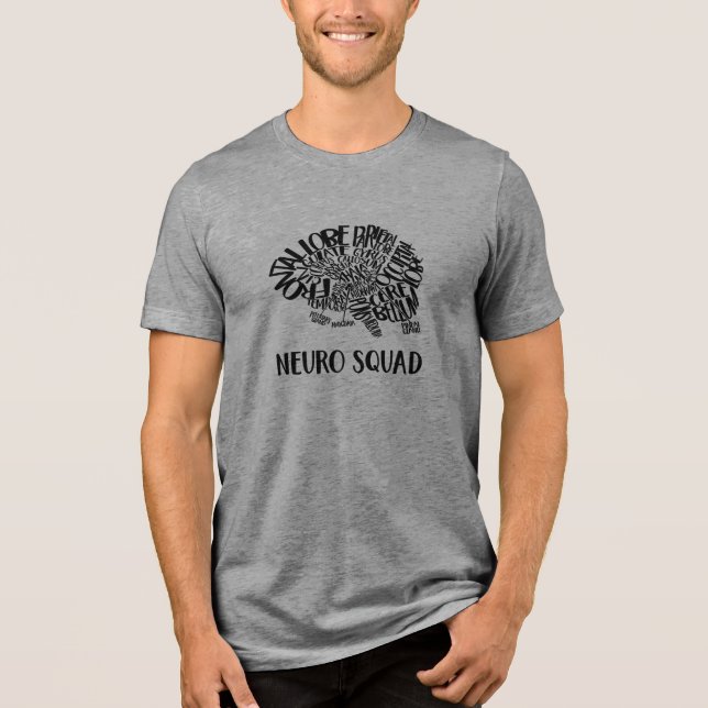 Brain Word Cloud Neuro Squad in Black Tri-Blend Shirt (Front)