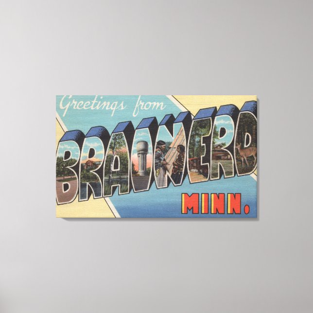 Brainerd, Minnesota - Large Letter Scenes Canvas Print (Front)