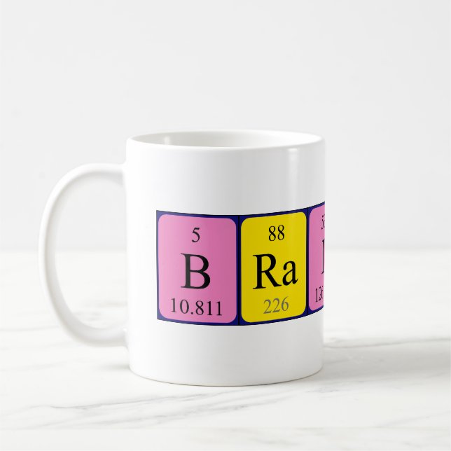 Brainiac periodic table name mug (Left)