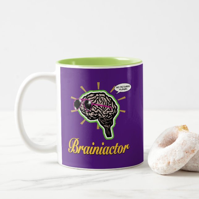 Brainiactor Purple BG Two-Tone Coffee Mug (With Donut)