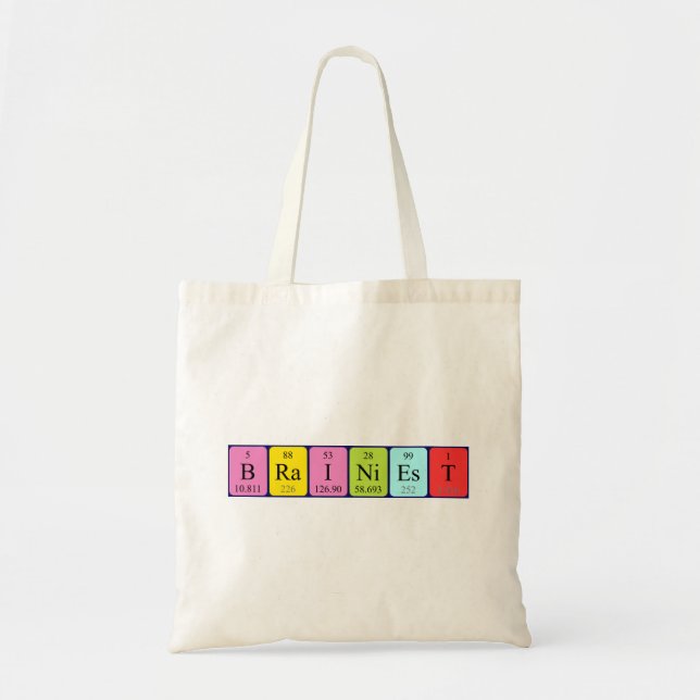 Brainiest periodic table name tote bag (Front)