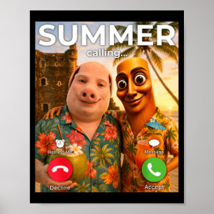 Brainrot john pork funny summer vacation tung poster