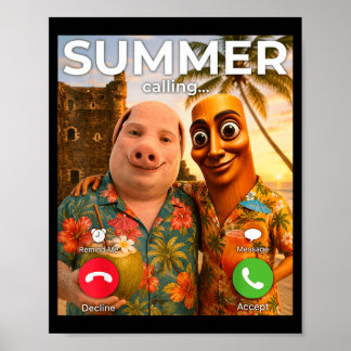 Brainrot john pork funny summer vacation tung poster