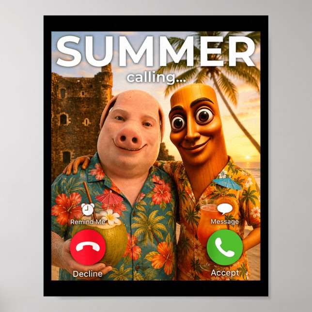 Brainrot john pork funny summer vacation tung poster (Front)
