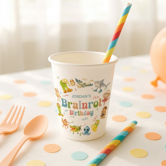 Brainrot Meme Birthday Party Paper Cups (Creator Uploaded)