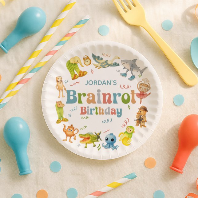 Brainrot Meme Birthday Party Paper Plate (Creator Uploaded)