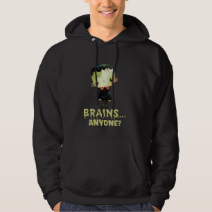 Brains Anyone Cute Zombie Watercolor Undead Kawaii Hoodie
