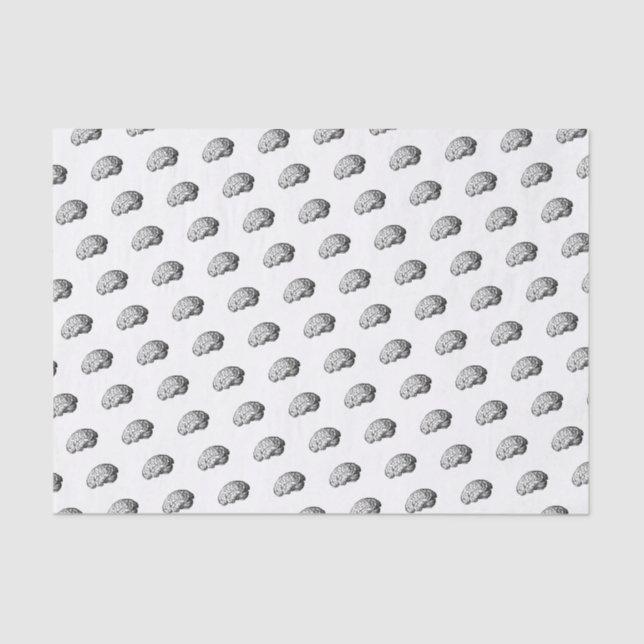 Brains Black & White Horror Gift Wrap Tissue Paper (Front)