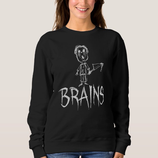 Brains Halloween Costume Word 1 Sweatshirt (Front)