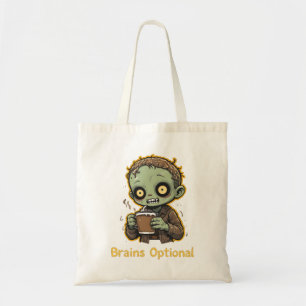 Brains Optional Zombie Coffee Funny Cute Undead  Tote Bag