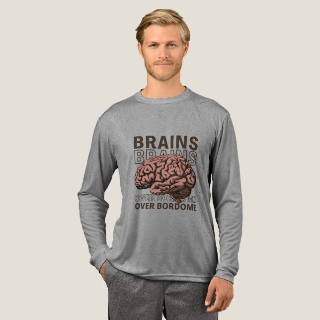 Brains Over Bordome Tri-Blend Shirt (Full Front)