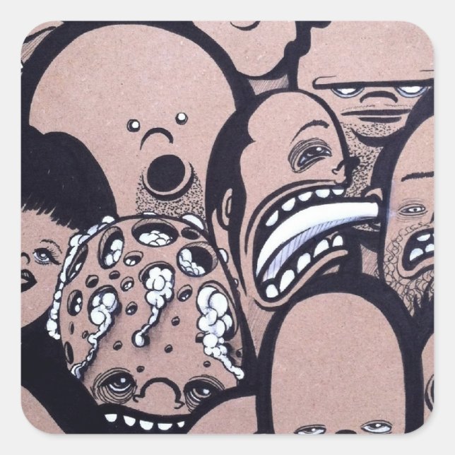 BRAINS ! SQUARE STICKER (Front)