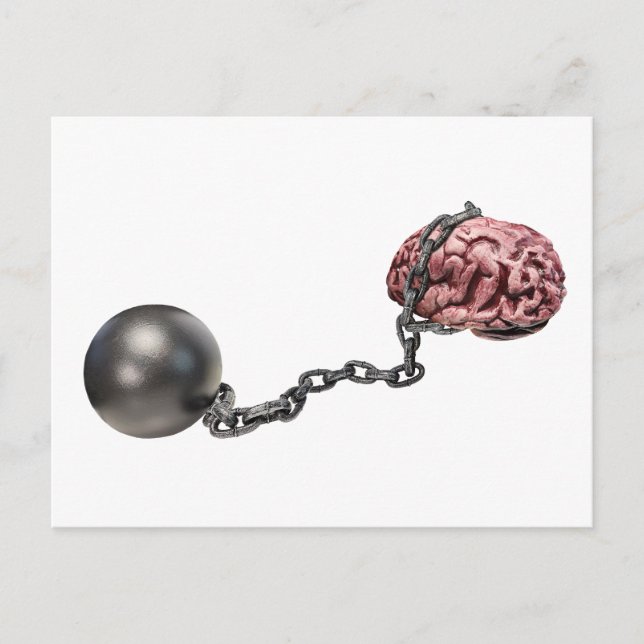 Brains with ball and chain postcard (Front)
