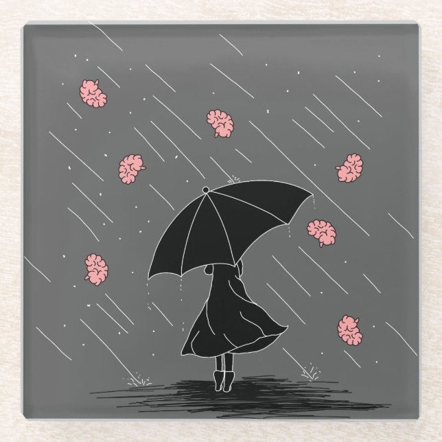 Brainstorm Pun Glass Coaster (Front)