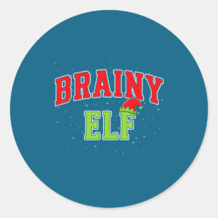 Brainy Elf Christmas Family Matching Group Xmas  Classic Round Sticker