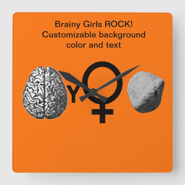 Brainy Girls Rock! Square Wall Clock (Front)