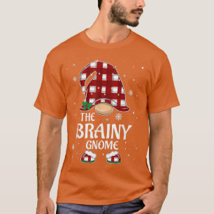 Brainy Gnome Buffalo Plaid Matching Family Christm T-Shirt