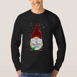 Brainy Gnome Christmas Buffalo Red Plaid Matching  T-Shirt