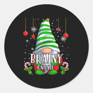 Brainy Gnome Christmas Pajamas Matching Family Gro Classic Round Sticker