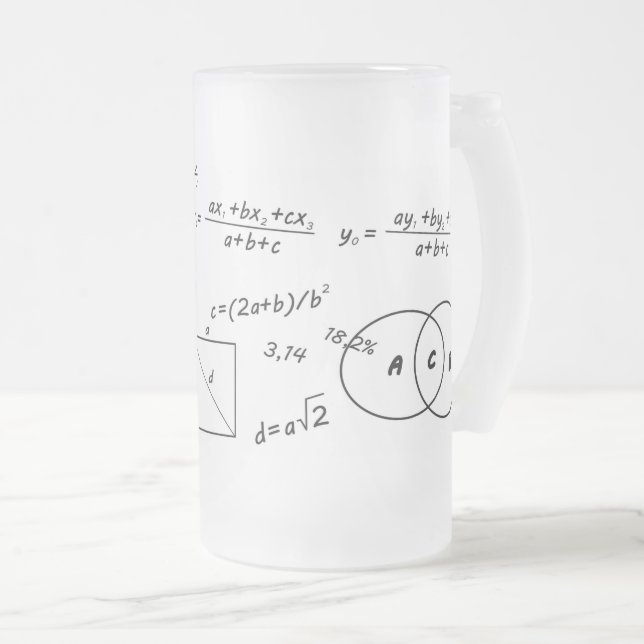 Brainy math frosted glass mug (Front Right)