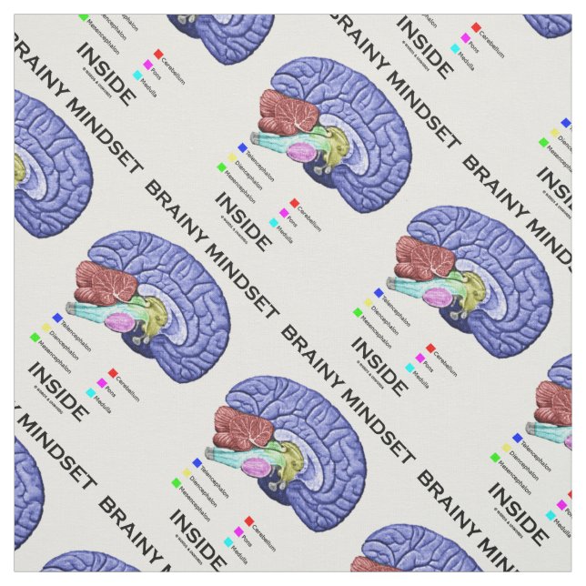 Brainy Mindset Inside Anatomical Brain Humour Fabric (Swatch)