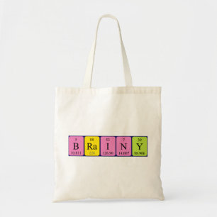 Brainy periodic table name tote bag