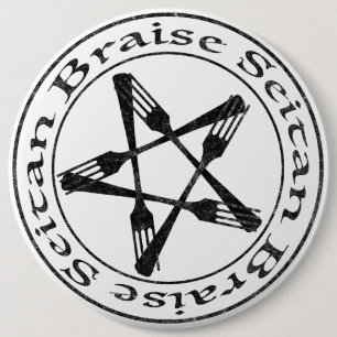 Braise Seitan Vegan Pentagram (dark version) 6 Cm Round Badge