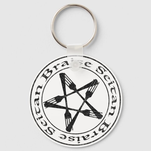 Braise Seitan Vegan Pentagram (dark version) Key Ring (Front)