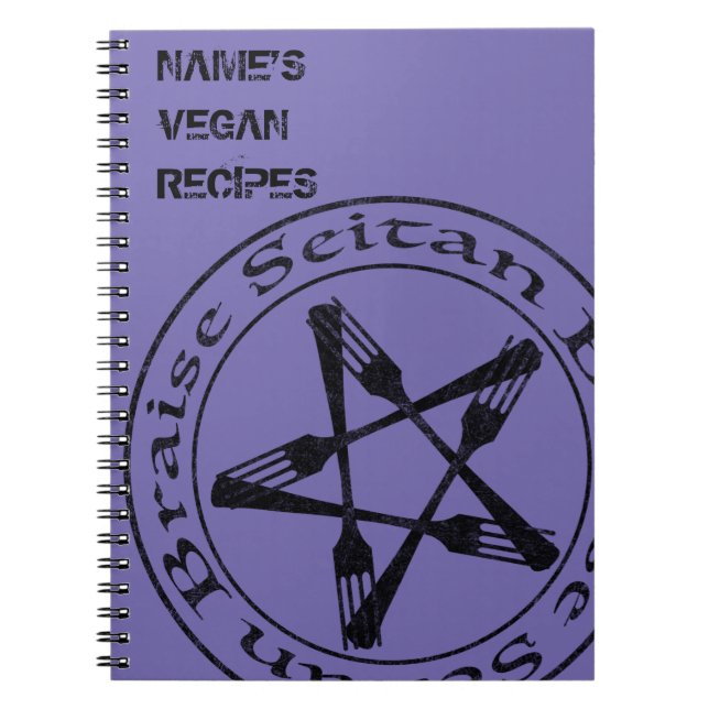 Braise Seitan Vegan Pentagram (dark version) Notebook (Front)