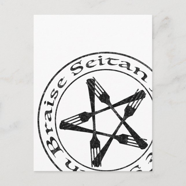 Braise Seitan Vegan Pentagram (dark version) Postcard (Front)