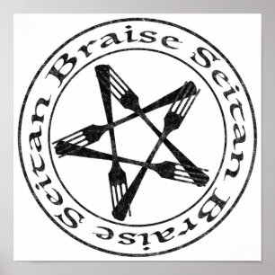 Braise Seitan Vegan Pentagram (dark version) Poster