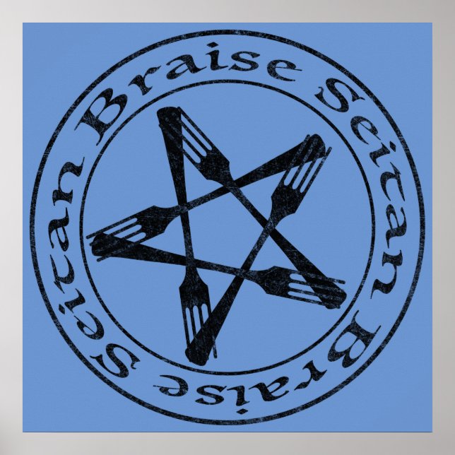Braise Seitan Vegan Pentagram (dark version) Poster (Front)