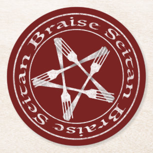 Braise Seitan Vegan Pentagram (light version) Round Paper Coaster