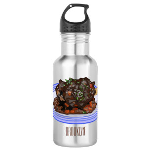 Braised lamb shank cartoon illustration 532 Ml Water Bottle