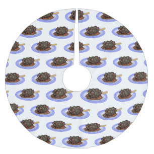  Braised lamb shank cartoon illustration  Brushed Polyester Tree Skirt