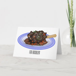 Braised lamb shank cartoon illustration Card