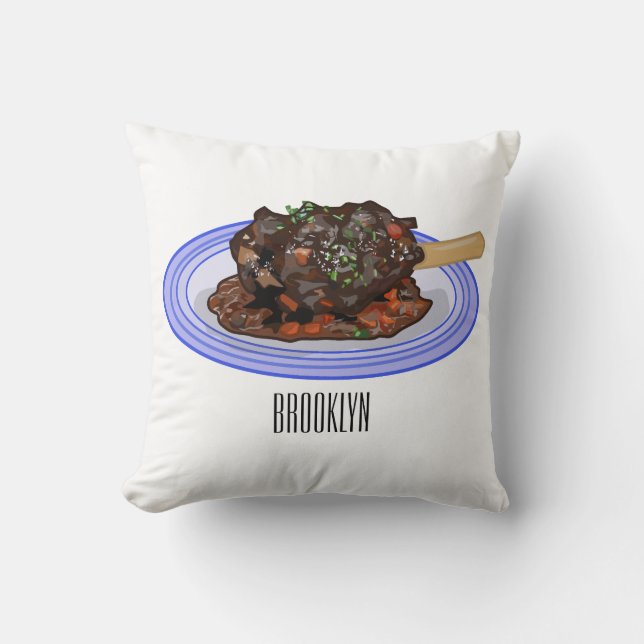  Braised lamb shank cartoon illustration Cushion (Front)