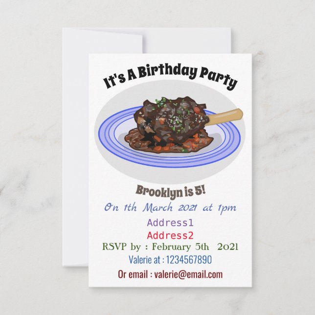  Braised lamb shank cartoon illustration Invitation (Front)